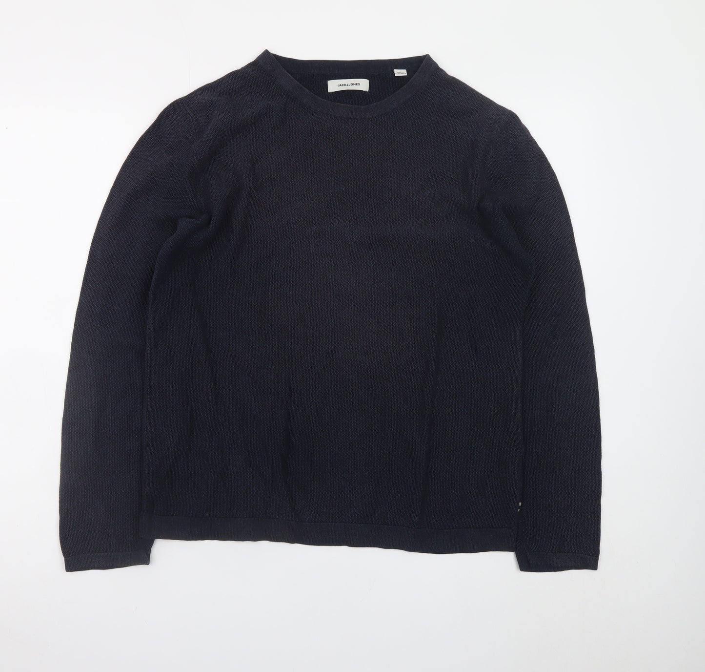 Jack & Jones Men's Black Cotton Crew Neck Pullover Jumper Size L