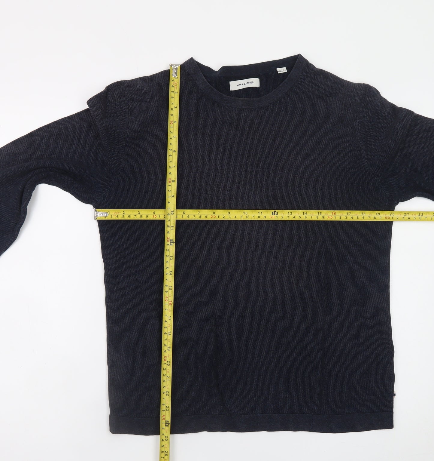 Jack & Jones Men's Black Cotton Crew Neck Pullover Jumper Size L