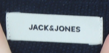 Jack & Jones Men's Black Cotton Crew Neck Pullover Jumper Size L