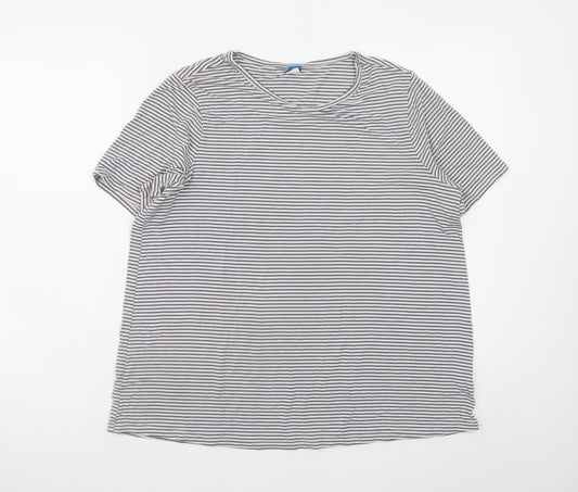 Old Navy Women Grey Striped Luxe Short Sleeve T-Shirt Size L