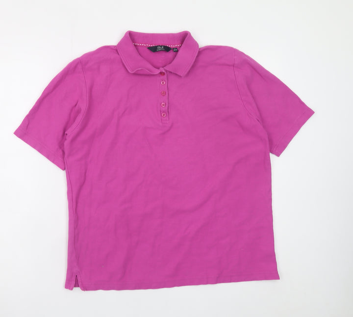 Isle Essentials Women’s Pink Polo Short Sleeve Cotton Top Size 18-20