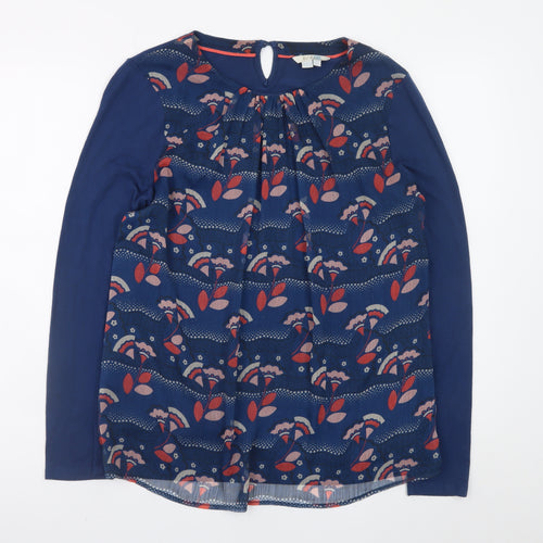 Boden Womens Blue Floral Long Sleeve Tunic Blouse Size 10