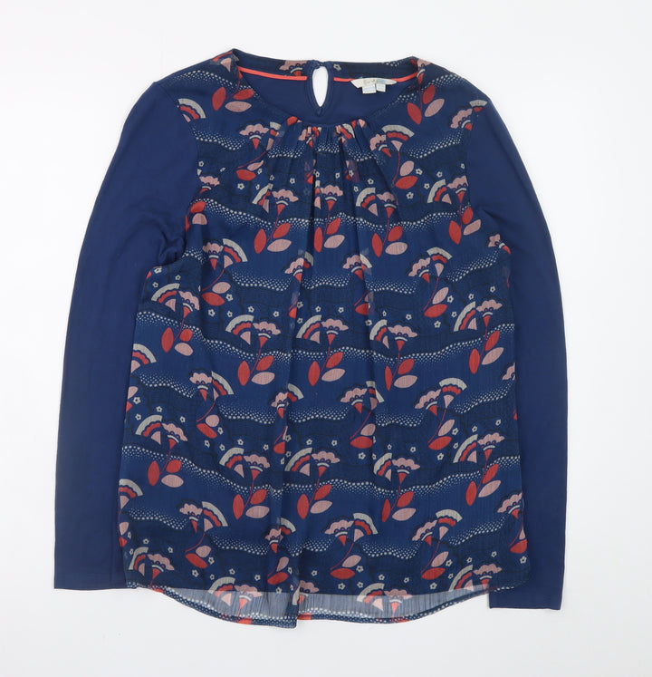 Boden Womens Blue Floral Long Sleeve Tunic Blouse Size 10