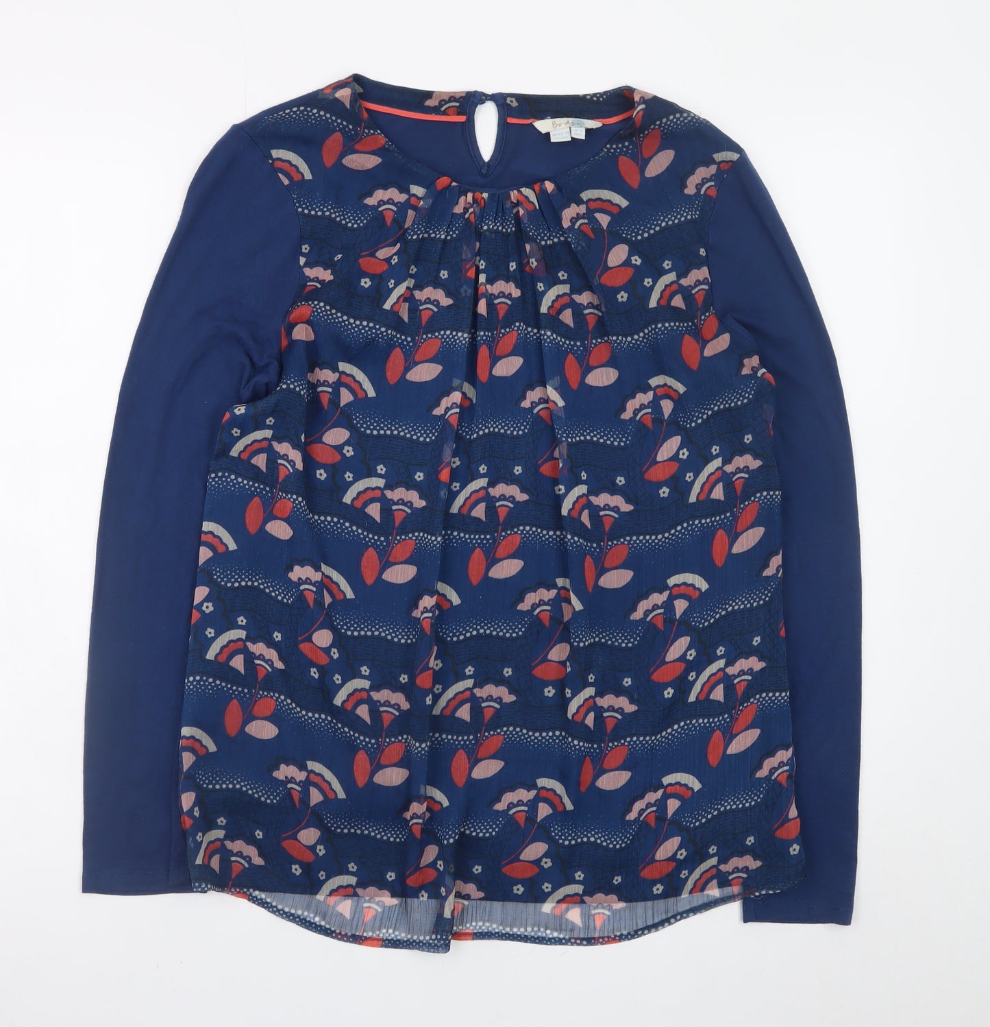 Boden Womens Blue Floral Long Sleeve Tunic Blouse Size 10