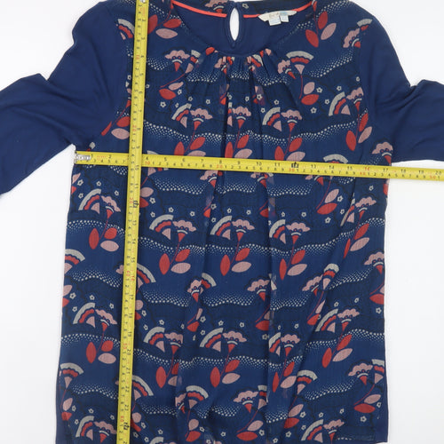 Boden Womens Blue Floral Long Sleeve Tunic Blouse Size 10