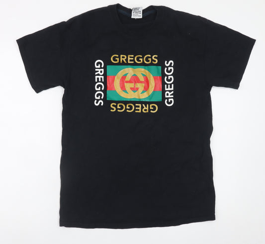 Bristol Street Wear Men's Black Greggs Graphic T-Shirt Medium
