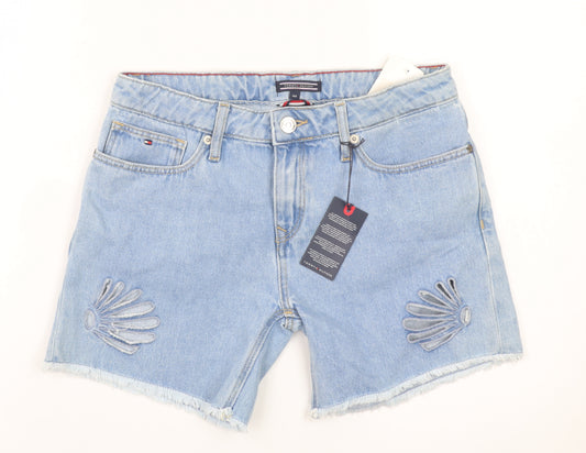 Tommy Hilfiger Womens Blue Denim Cut-Off Shorts Size 14 Cotton