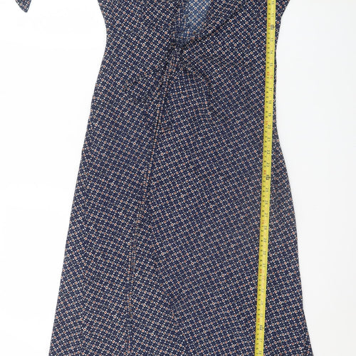 Stella Morgan Women's Blue Geometric Wrap Midi Dress Size 8