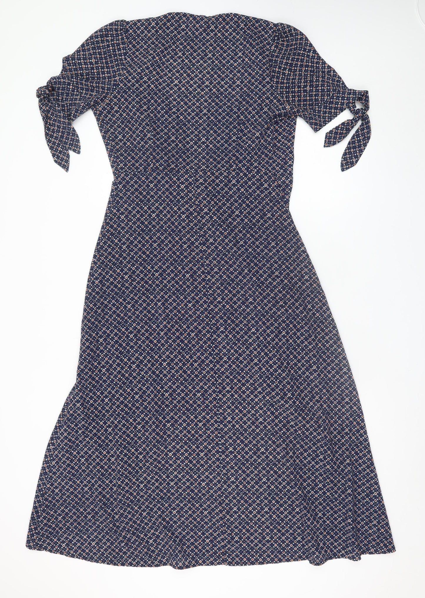 Stella Morgan Women's Blue Geometric Wrap Midi Dress Size 8