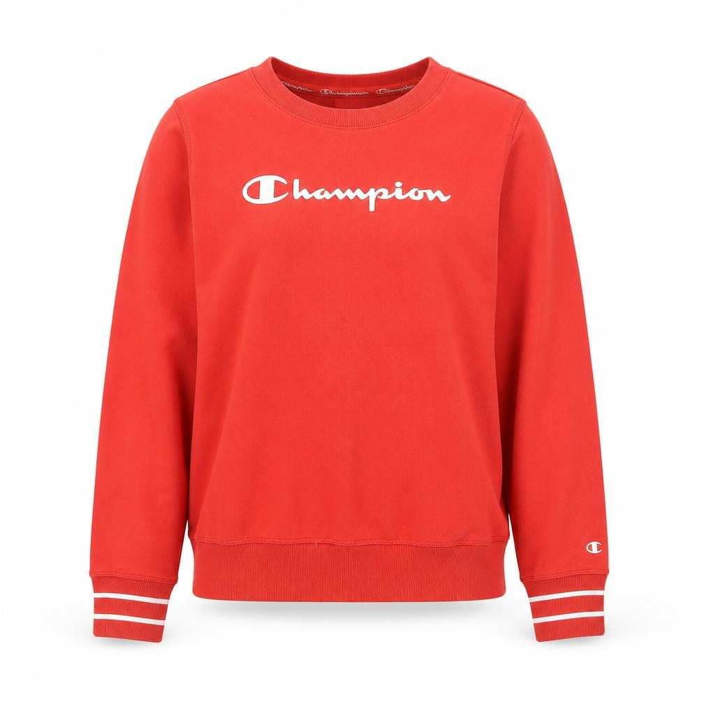 Front view of Champion Women Red Crew Neck Pullover Sweatshirt Medium Cotton Blend