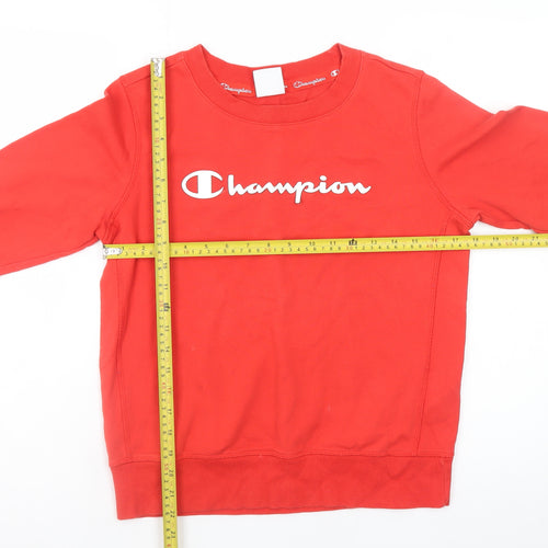 Champion Women Red Crew Neck Pullover Sweatshirt Medium Cotton Blend