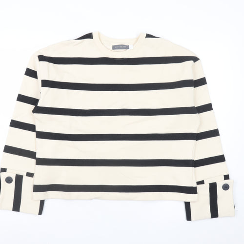 Mint Velvet Women Beige Black Striped Pullover Sweatshirt Size S