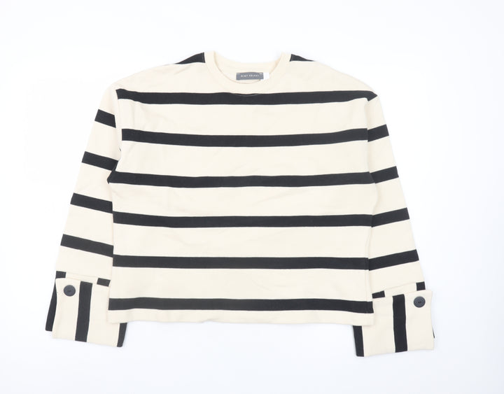 Mint Velvet Women Beige Black Striped Pullover Sweatshirt Size S