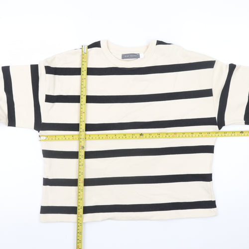 Mint Velvet Women Beige Black Striped Pullover Sweatshirt Size S