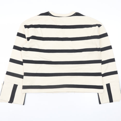 Mint Velvet Women Beige Black Striped Pullover Sweatshirt Size S