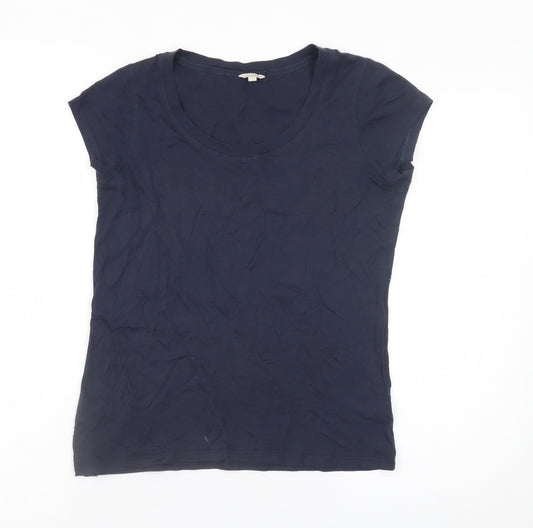 Jigsaw Womens Blue Short Sleeve Modal Cotton Basic T-Shirt S