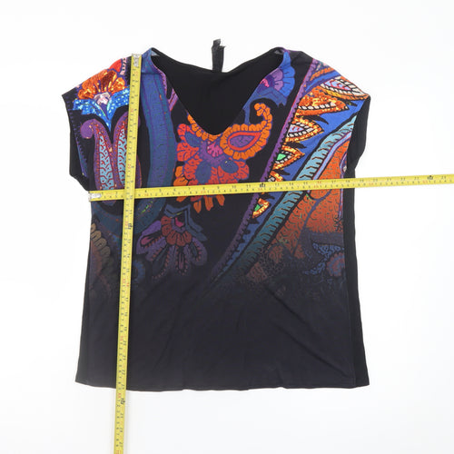 Desigual Womens Multicoloured V-Neck Lyocell T-Shirt Size 12
