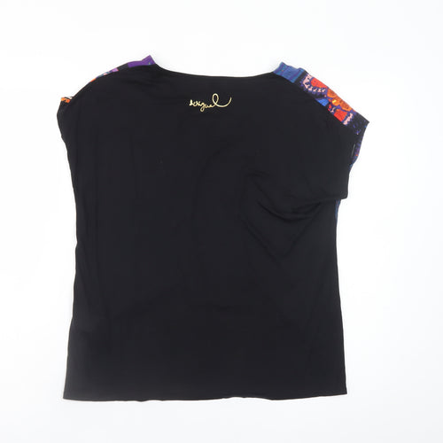 Desigual Womens Multicoloured V-Neck Lyocell T-Shirt Size 12
