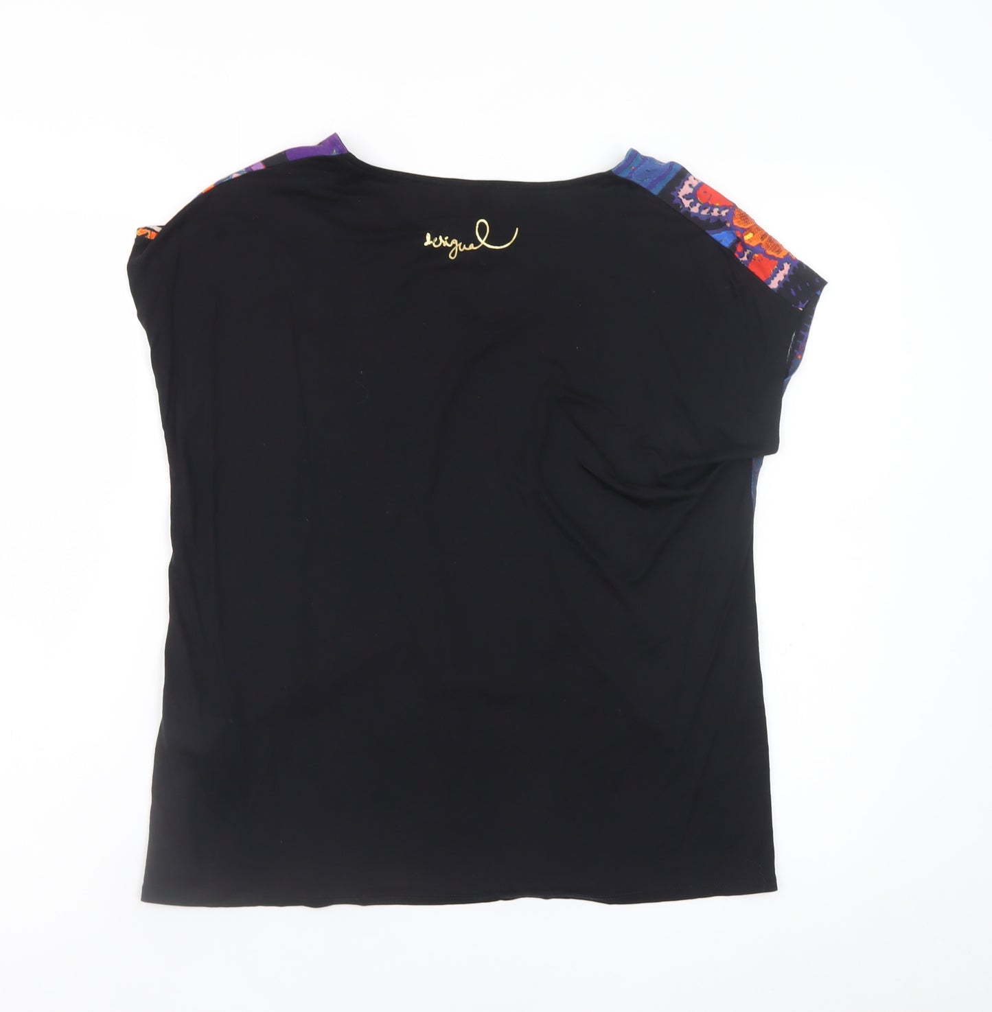 Desigual Womens Multicoloured V-Neck Lyocell T-Shirt Size 12
