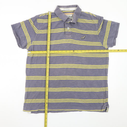 Drift King Men’s Grey Striped Polo Shirt Size L Classic Cotton