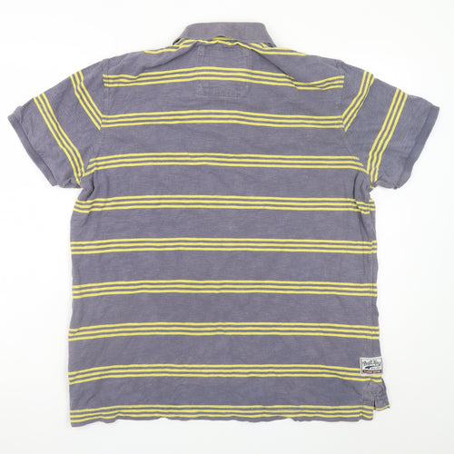 Drift King Men’s Grey Striped Polo Shirt Size L Classic Cotton
