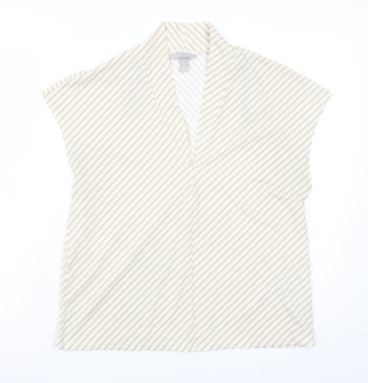 H&M Women’s Beige Striped Kimono Blouse Size S Relaxed Fit