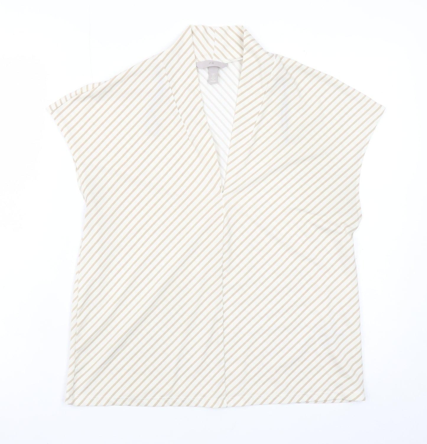 H&M Women’s Beige Striped Kimono Blouse Size S Relaxed Fit