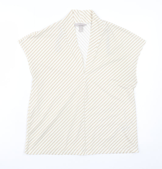 H&M Women’s Beige Striped Kimono Blouse Size S Relaxed Fit