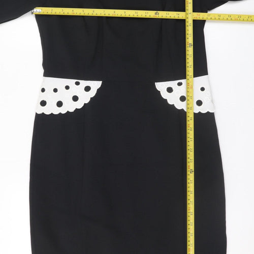 Myleene Klass Women's Black Sheath Dress Size 14 3/4 Sleeve Stretch