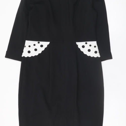 Myleene Klass Women's Black Sheath Dress Size 14 3/4 Sleeve Stretch
