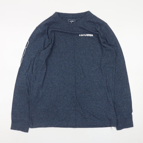 Converse Mens Blue Long Sleeve Crew Neck T-Shirt XL Cotton Blend