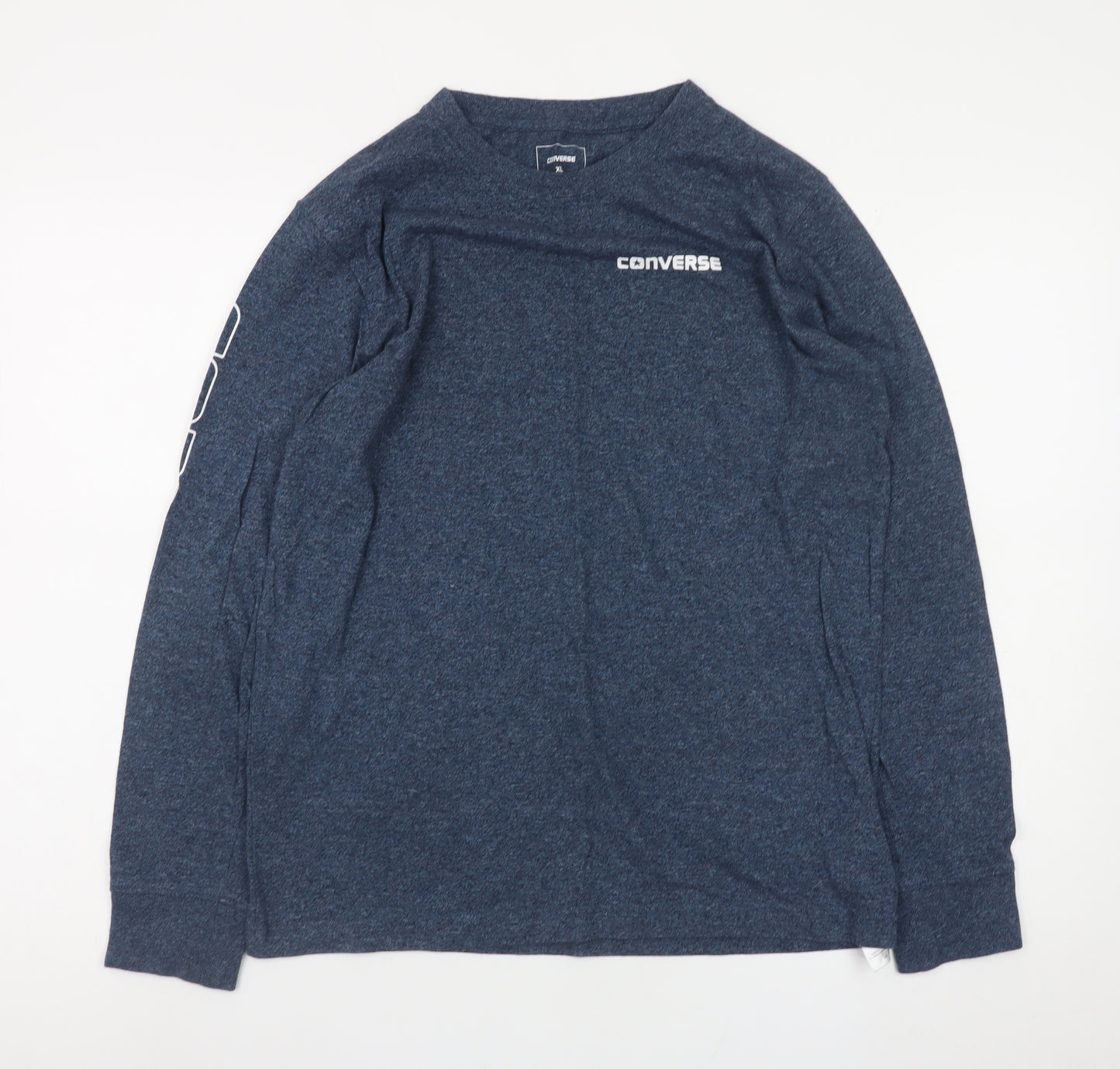 Converse Mens Blue Long Sleeve Crew Neck T-Shirt XL Cotton Blend