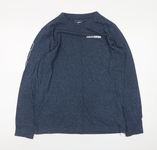 Converse Mens Blue Long Sleeve Crew Neck T-Shirt XL Cotton Blend