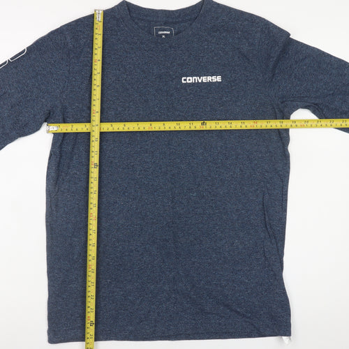 Converse Mens Blue Long Sleeve Crew Neck T-Shirt XL Cotton Blend