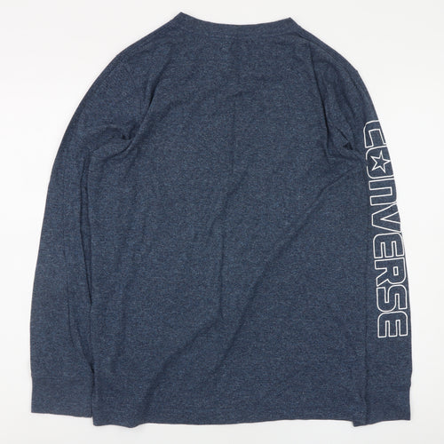 Converse Mens Blue Long Sleeve Crew Neck T-Shirt XL Cotton Blend