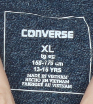 Converse Mens Blue Long Sleeve Crew Neck T-Shirt XL Cotton Blend
