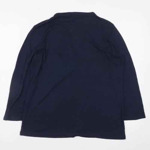 Cortefiel Women's Blue Tunic Blouse Size 10 V-Neck Long Sleeve