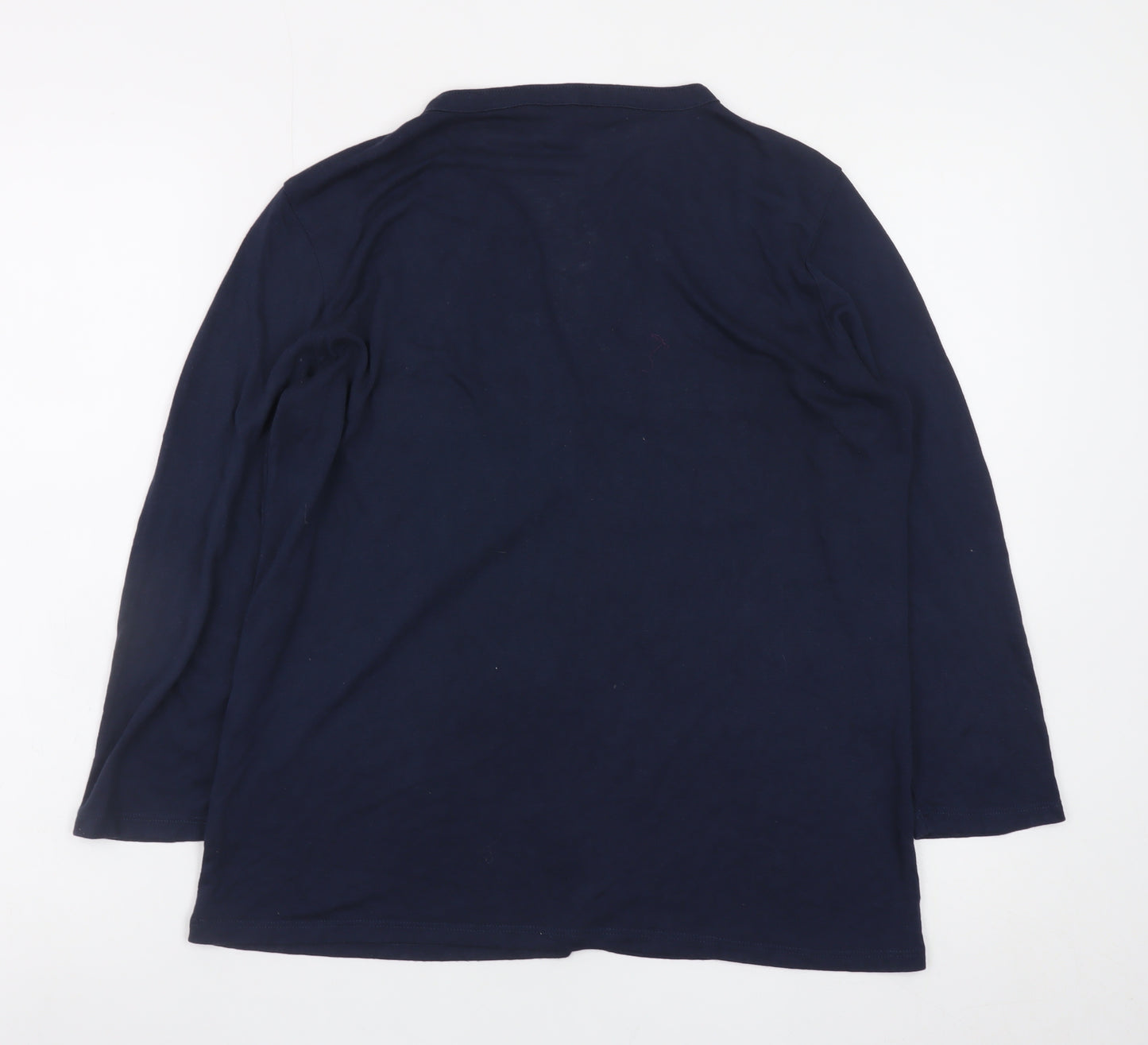 Cortefiel Women's Blue Tunic Blouse Size 10 V-Neck Long Sleeve