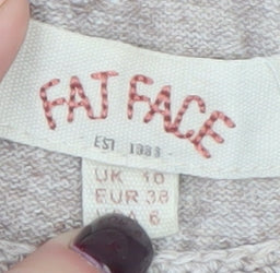 Fat Face Women's Beige Cotton Crochet Hem Jumper UK 10