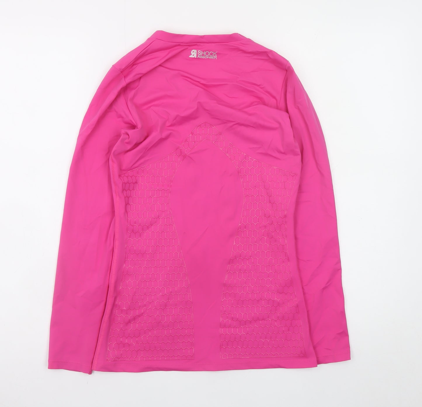 Shock Absorber Women Pink Long Sleeve V-Neck Slim Fit Gym Top M