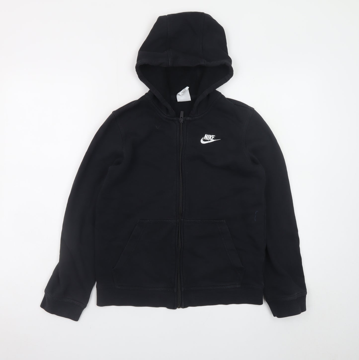 Nike Boys Black Full Zip Hoodie L 147-158cm Fleece Logo Sweatshirt