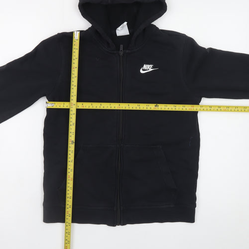 Nike Boys Black Full Zip Hoodie L 147-158cm Fleece Logo Sweatshirt