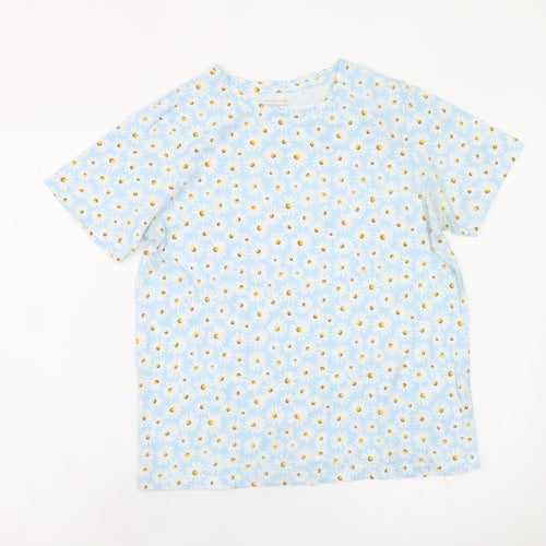 Dunnes Stores Womens Blue Floral Cotton T-Shirt Size S
