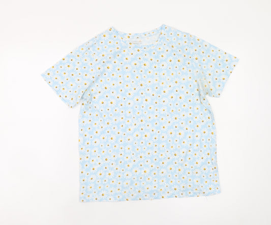 Dunnes Stores Womens Blue Floral Cotton T-Shirt Size S