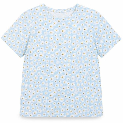 Dunnes Stores Womens Blue Floral Cotton T-Shirt Size S