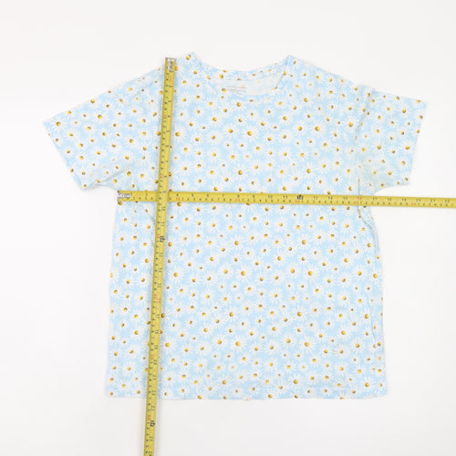 Dunnes Stores Womens Blue Floral Cotton T-Shirt Size S
