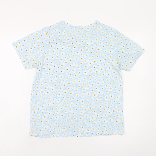 Dunnes Stores Womens Blue Floral Cotton T-Shirt Size S