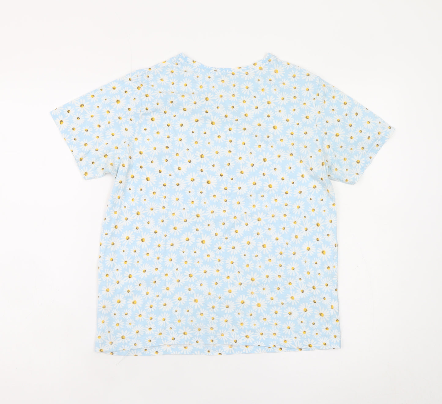 Dunnes Stores Womens Blue Floral Cotton T-Shirt Size S