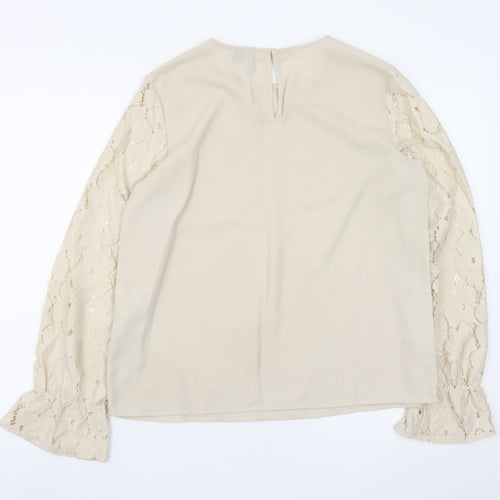 Vero Moda Women Beige Lace Sleeve Blouse M Regular Fit