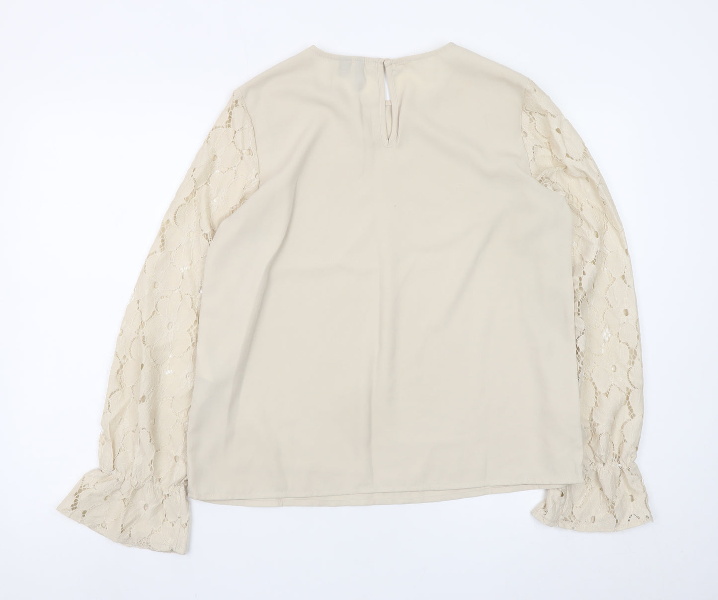 Vero Moda Women Beige Lace Sleeve Blouse M Regular Fit